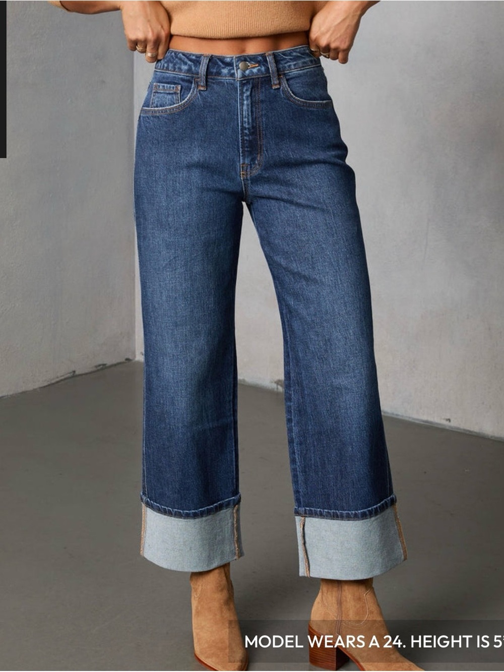 VICI High-Rise Wide Leg Crop Jeans in Dark Blue